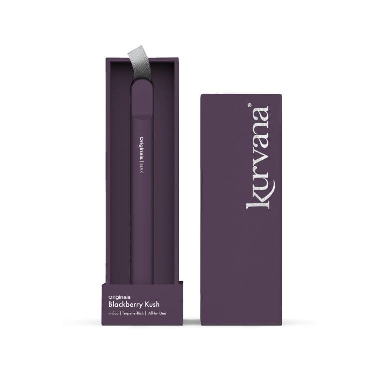 kurvana_originals_aio_blak-2000x2000 | Kurvana | Curated for years. Experienced in moments. An image of Kurvana's Originals collection Blackberry Kush strain All-In-One disposable vape.