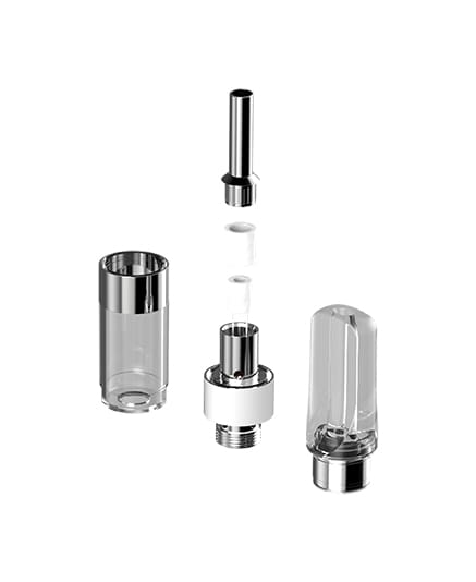 kurvana-ctec-1x | Kurvana | Curated for years. Experienced in moments. Left to Right: Tank, atomizer/oil intake, mouthpiece