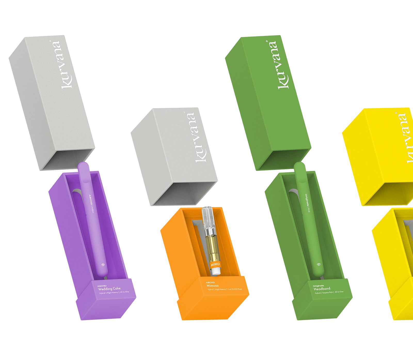 kurvana-collections-header | Kurvana | Curated for years. Experienced in moments. Multicolored Kurvana vape pens