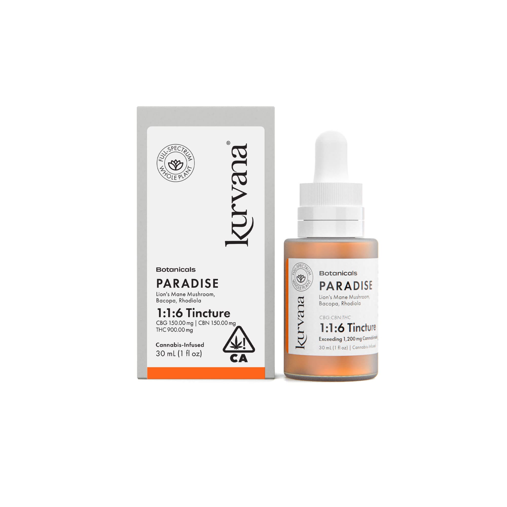 Paradise 1:1:6 THC Cannabis Tincture | Kurvana Botanicals