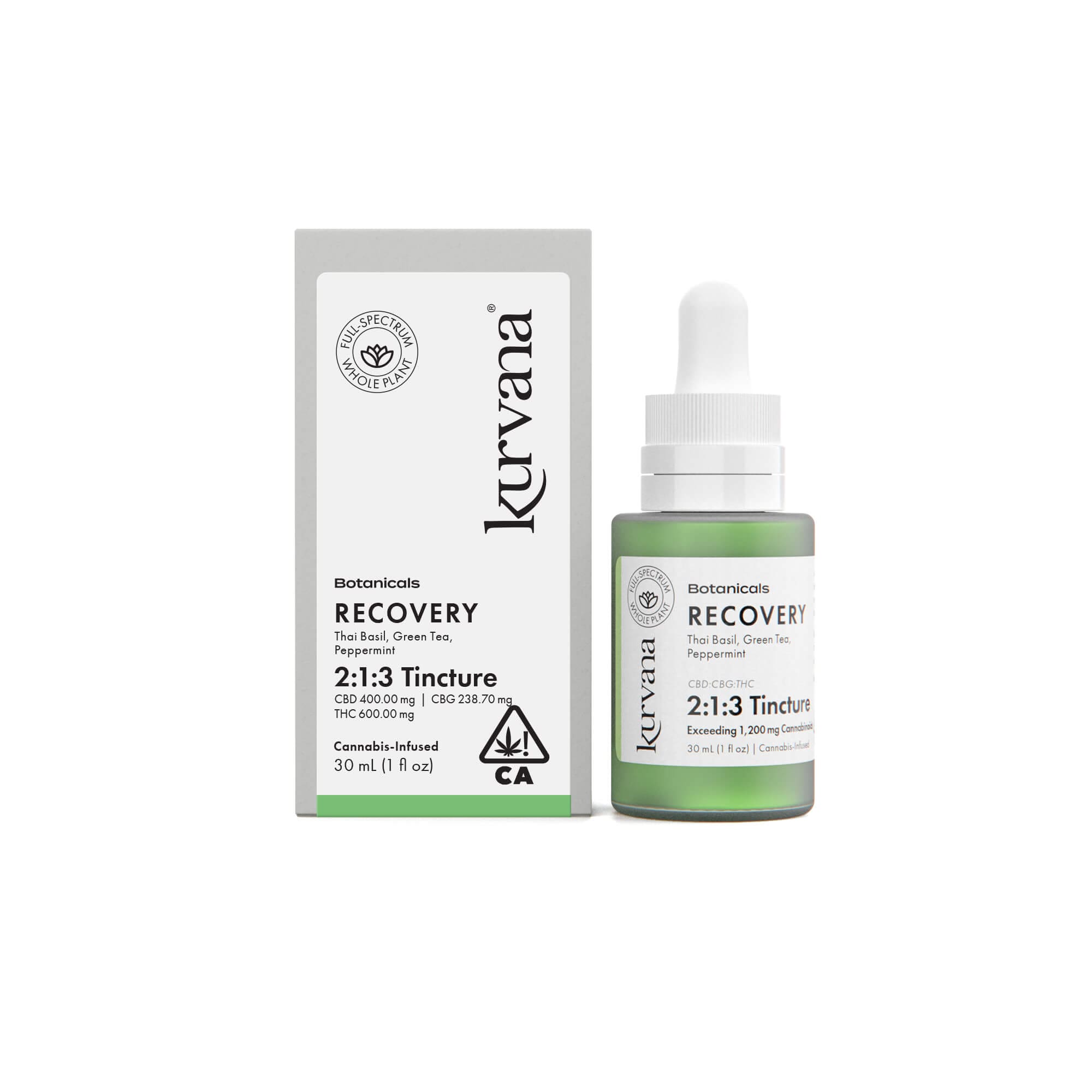 Recovery 2:1:3 CBD Tincture | CBD:CBG:THC | Kurvana Botanicals