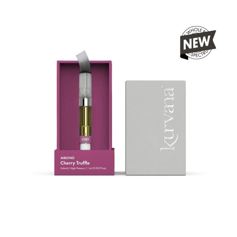 kurvana_ascnd_chet_1.0_2000x20000 | Kurvana | Curated for years. Experienced in moments. An Image of Kurvana's ASCND collection Cherry Truffle strain cartridge.