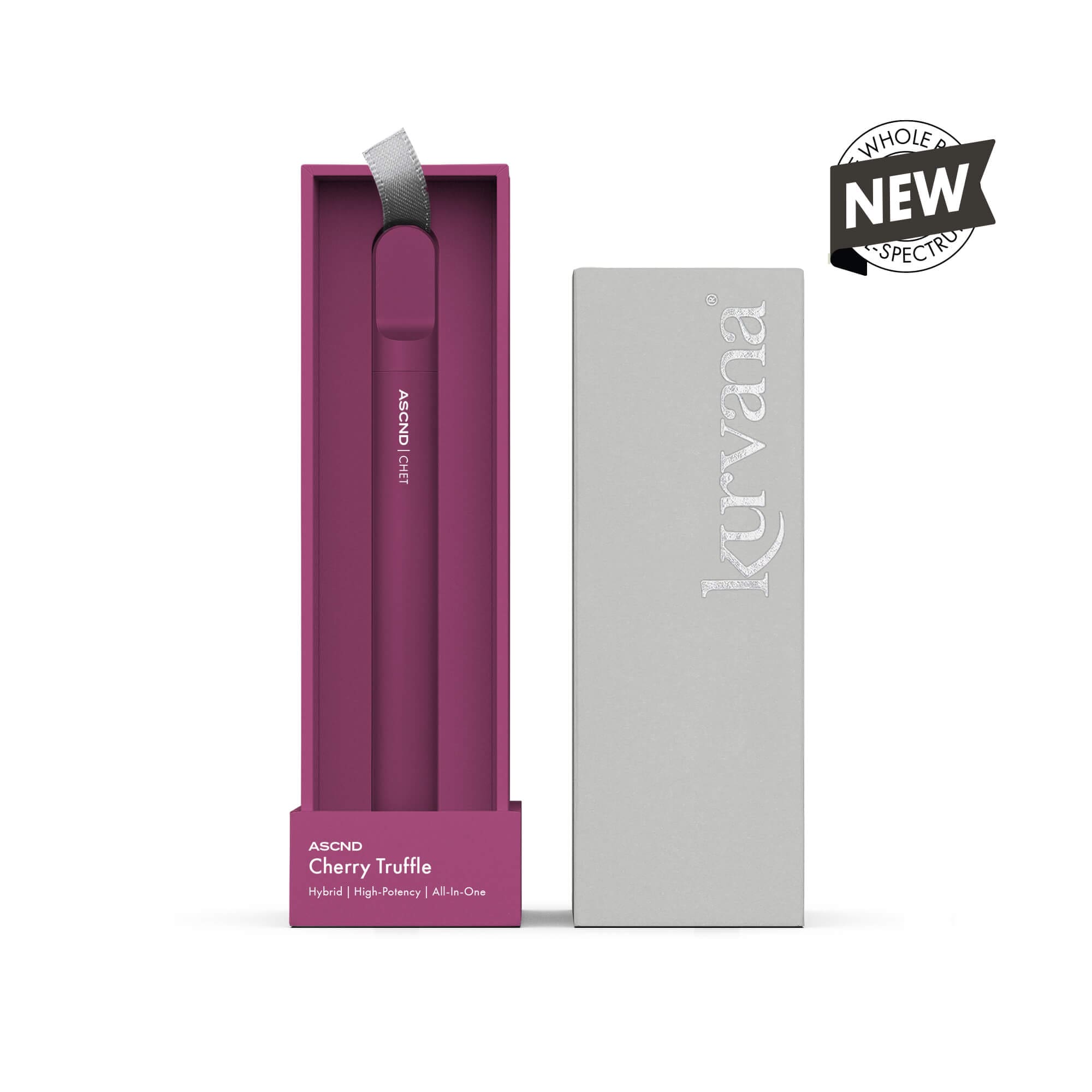 An image of Kurvana's ASCND collection Cherry Truffle strain All-In-One disposable vape.