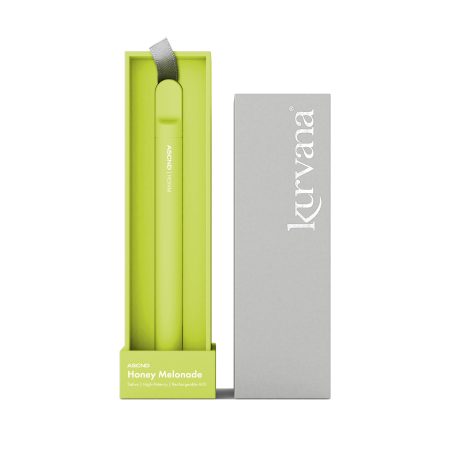 Kurvana ASCND Honey Melonade vape pen in green packaging, high-potency Sativa, rechargeable AIO system.