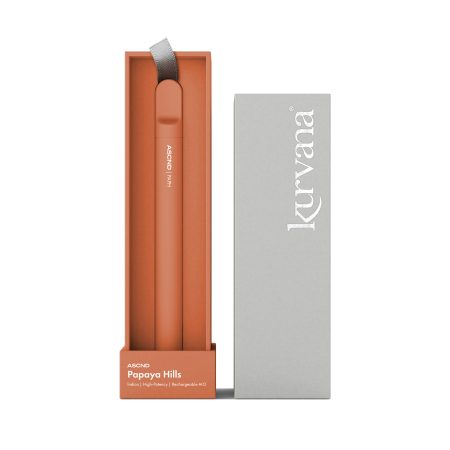 Kurvana ASCND Papaya Hills vape pen in box, showcasing sleek design and packaging.