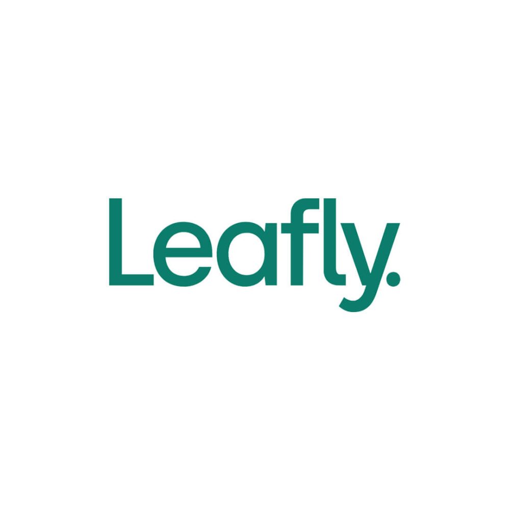 leafly | Kurvana | Curated for years. Experienced in moments. Green Leafly logo on a white background, representing cannabis information and resources.